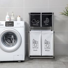 Laundry Hamper 2 Tier Laundry Sorter with 4 Removable Bags for Organizing Clothes; Laundry; Lights; Darks