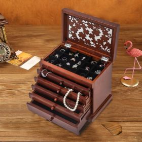 Large Jewelry Organizer Wooden Storage Box 6 Layers Case with 5 Drawers, Brown--YS